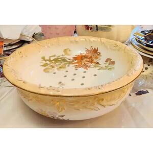 Doulton Burslem England Antique Porcelain Colander 2 Pieces.